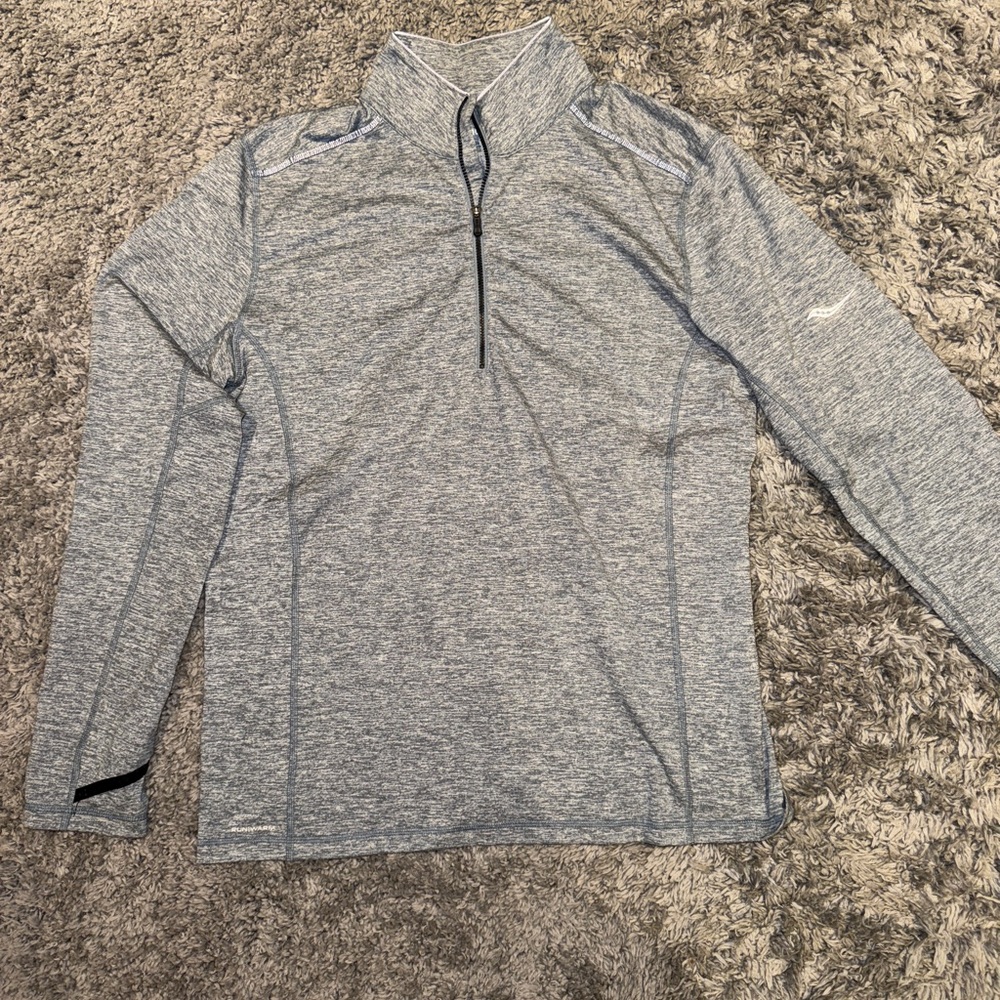Saucony Heather Gray Quarter-Zip Pullover Sweater